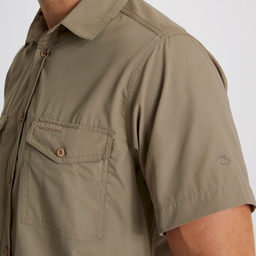 Deep Green Craghoppers Kiwi Short Sleeved Men's Shirts | BMK2880BI