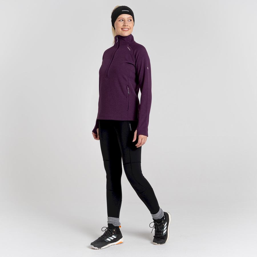 Deep Purple Craghoppers Dynamic Pro Half Zip Women's Sweaters | HQT5684MN