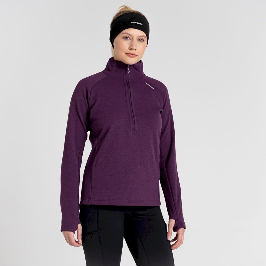 Deep Purple Craghoppers Dynamic Pro Half Zip Women's Sweaters | HQT5684MN