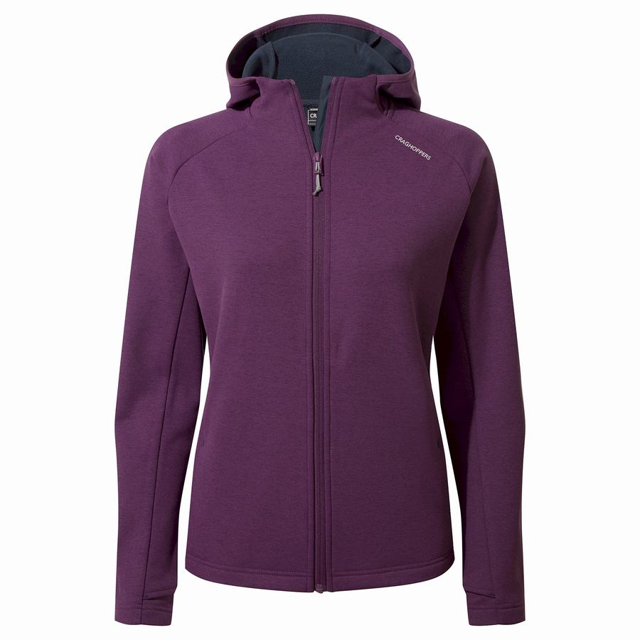 Deep Purple Craghoppers Dynamic Pro Hooded Women\'s Sweaters | YGK9283HI