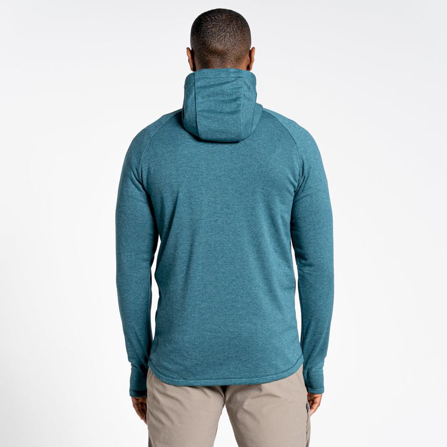 Green Craghoppers Dynamic Hooded Half Zip Top Men's T-Shirts | EAA2876RB