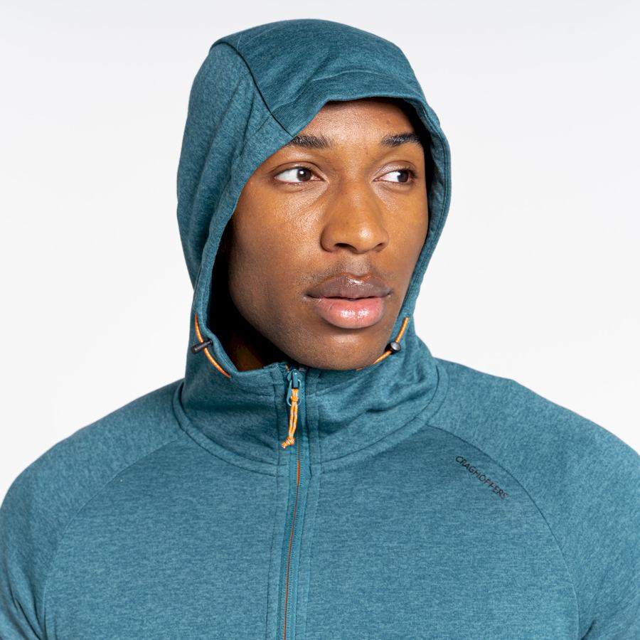 Green Craghoppers Dynamic Hooded Half Zip Top Men's T-Shirts | EAA2876RB