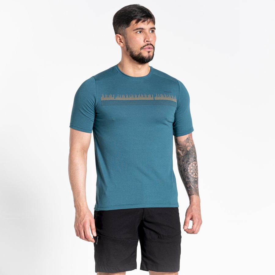 Green Craghoppers Dynamic Short Sleeved Men's T-Shirts | WMT8290RK