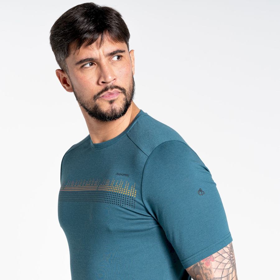 Green Craghoppers Dynamic Short Sleeved Men's T-Shirts | WMT8290RK