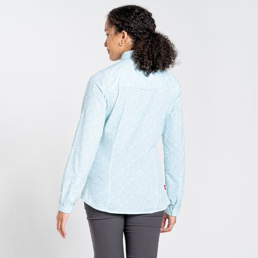 Green Craghoppers NosiLife Callo Long Sleeved Women's Shirts | XLK7677PY