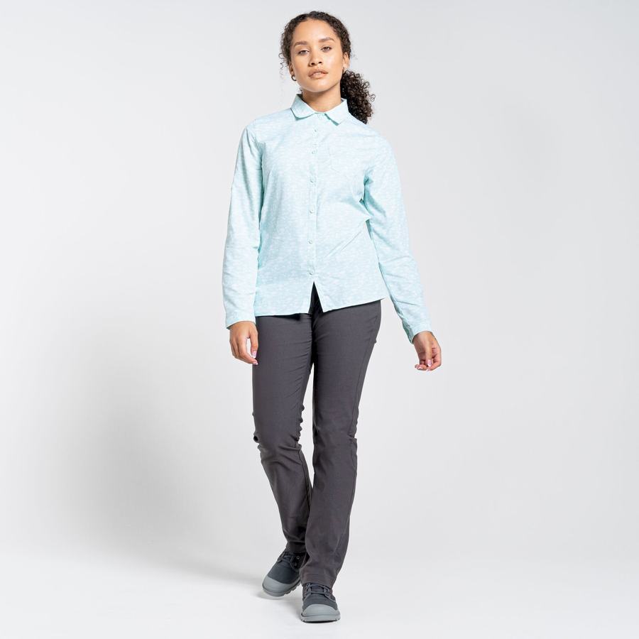 Green Craghoppers NosiLife Callo Long Sleeved Women's Shirts | XLK7677PY