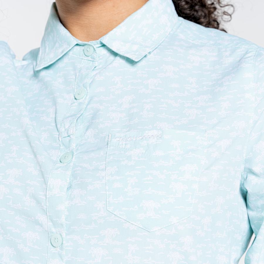 Green Craghoppers NosiLife Callo Long Sleeved Women's Shirts | XLK7677PY