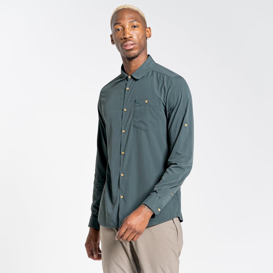 Green Craghoppers NosiLife Nuoro Long Sleeved Men's Shirts | ZHK2280KX