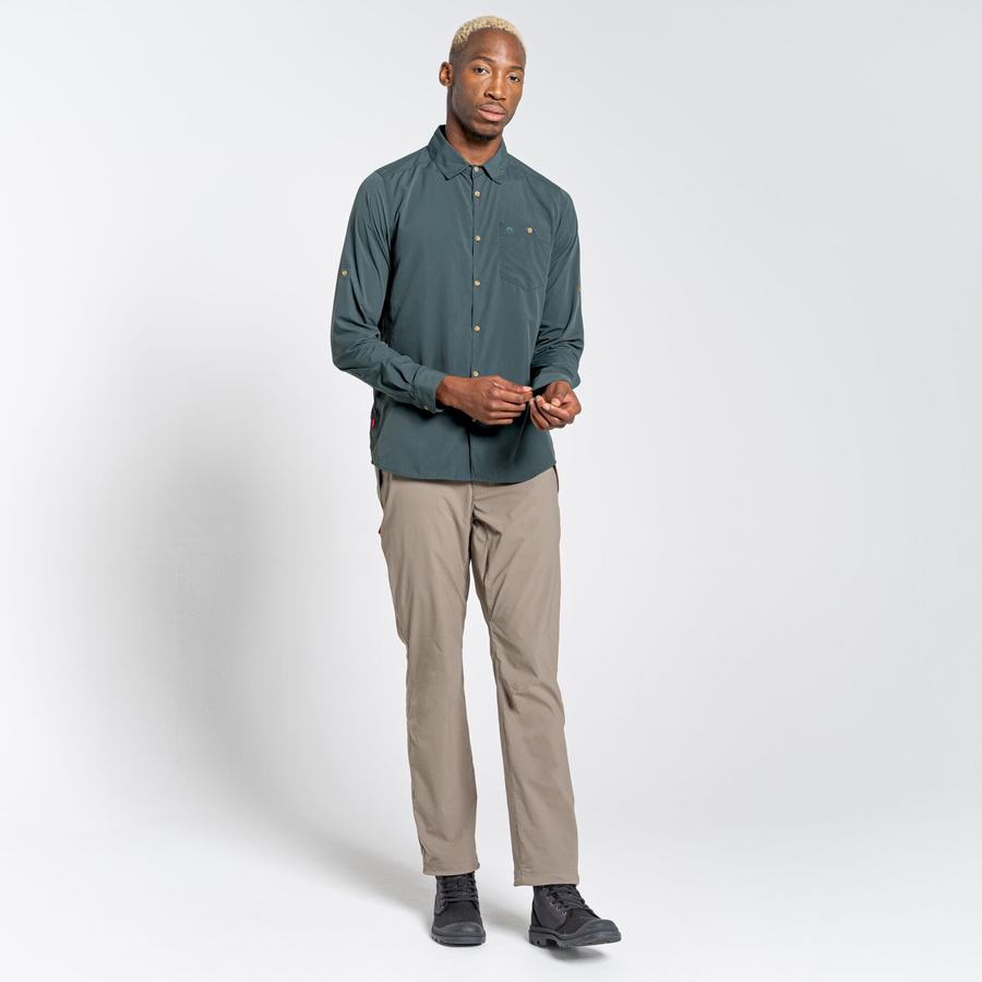 Green Craghoppers NosiLife Nuoro Long Sleeved Men's Shirts | ZHK2280KX