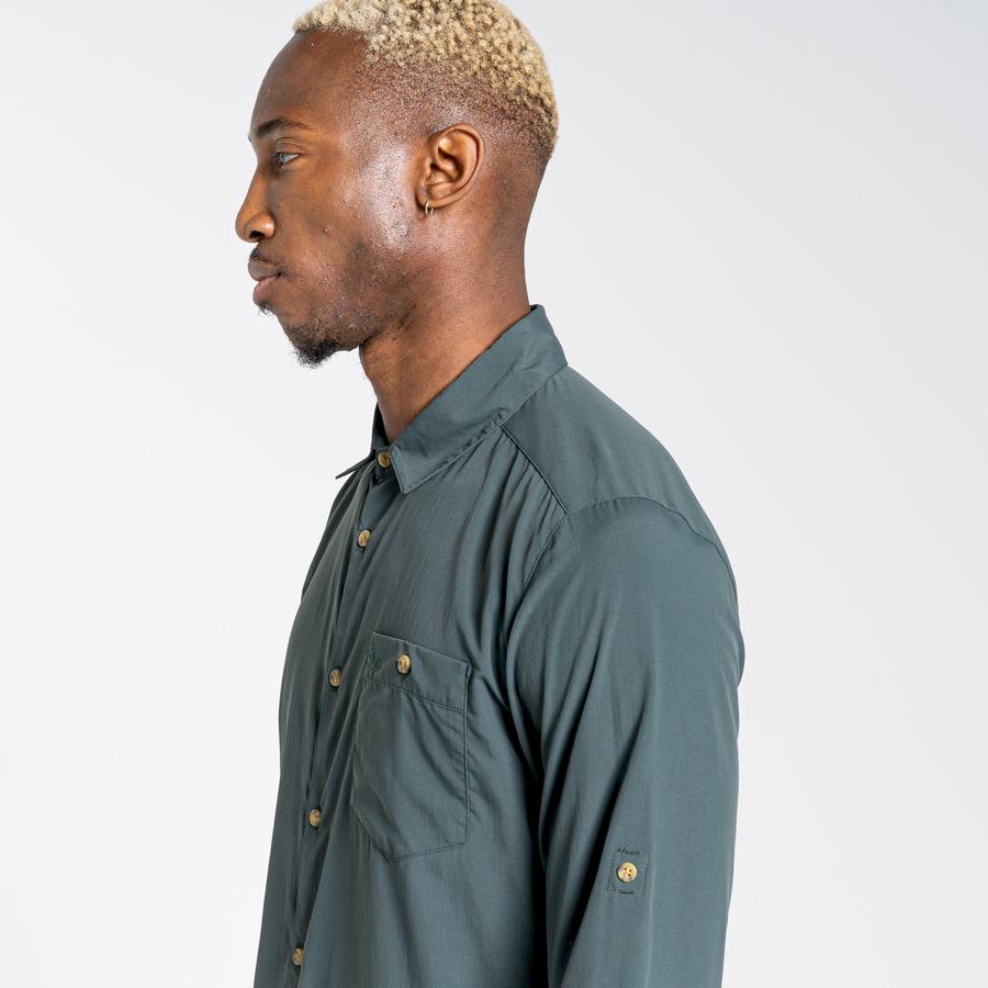 Green Craghoppers NosiLife Nuoro Long Sleeved Men's Shirts | ZHK2280KX