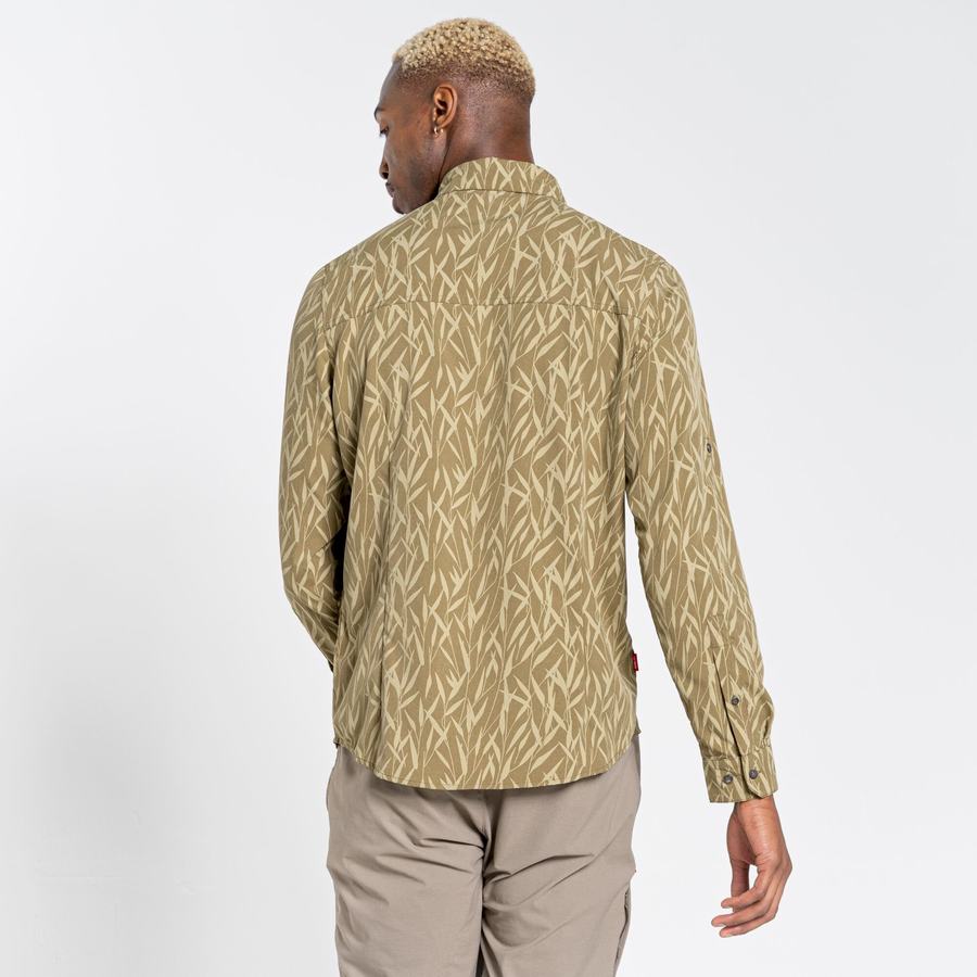 Green Craghoppers NosiLife Pinyon Long Sleeved Men's Shirts | XTJ3675NE