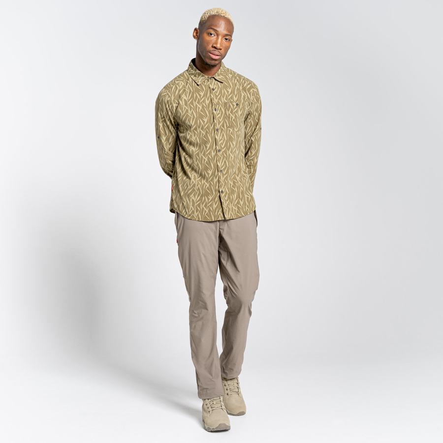 Green Craghoppers NosiLife Pinyon Long Sleeved Men's Shirts | XTJ3675NE