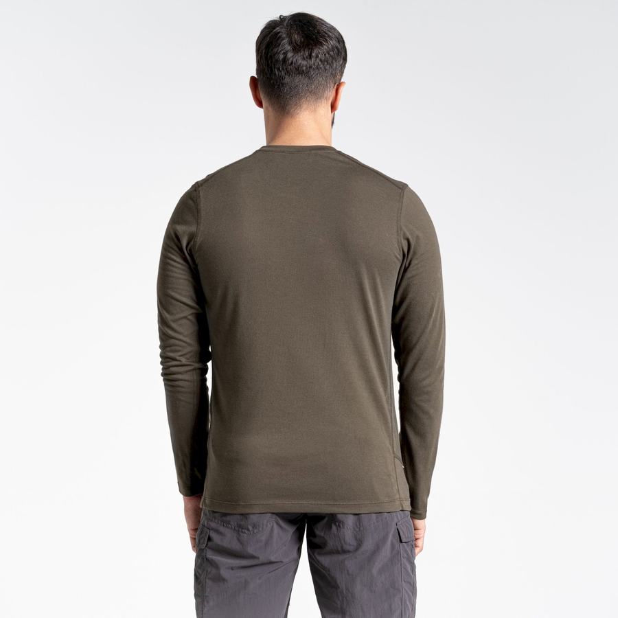 Green Craghoppers NosiLife Talen Long Sleeved Men's T-Shirts | DCM3347LW