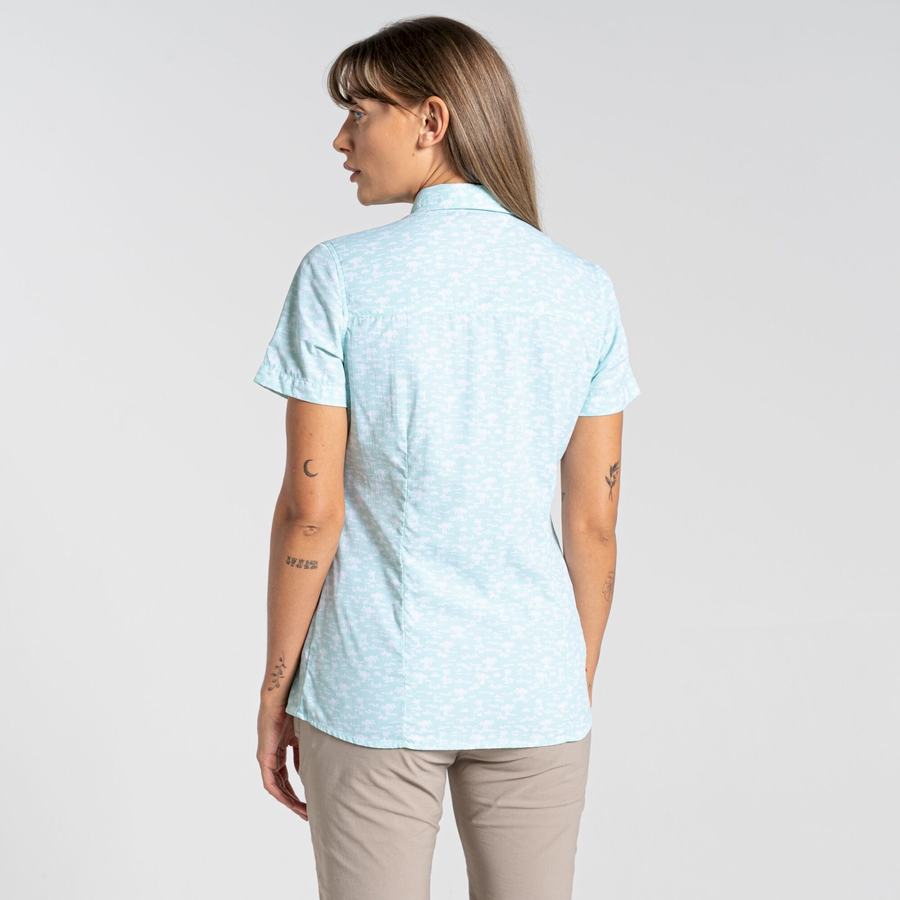 Green Craghoppers NosiLife Tillia Short Sleeved Women's Shirts | DMB394MA