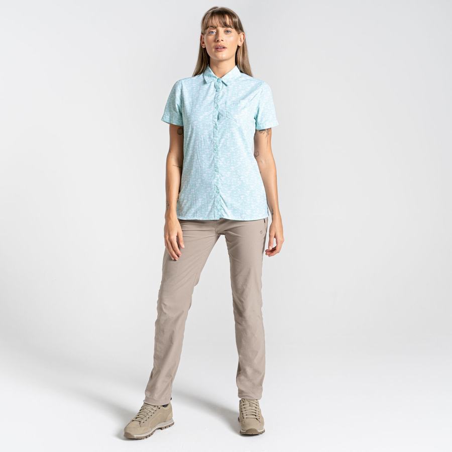 Green Craghoppers NosiLife Tillia Short Sleeved Women's Shirts | DMB394MA