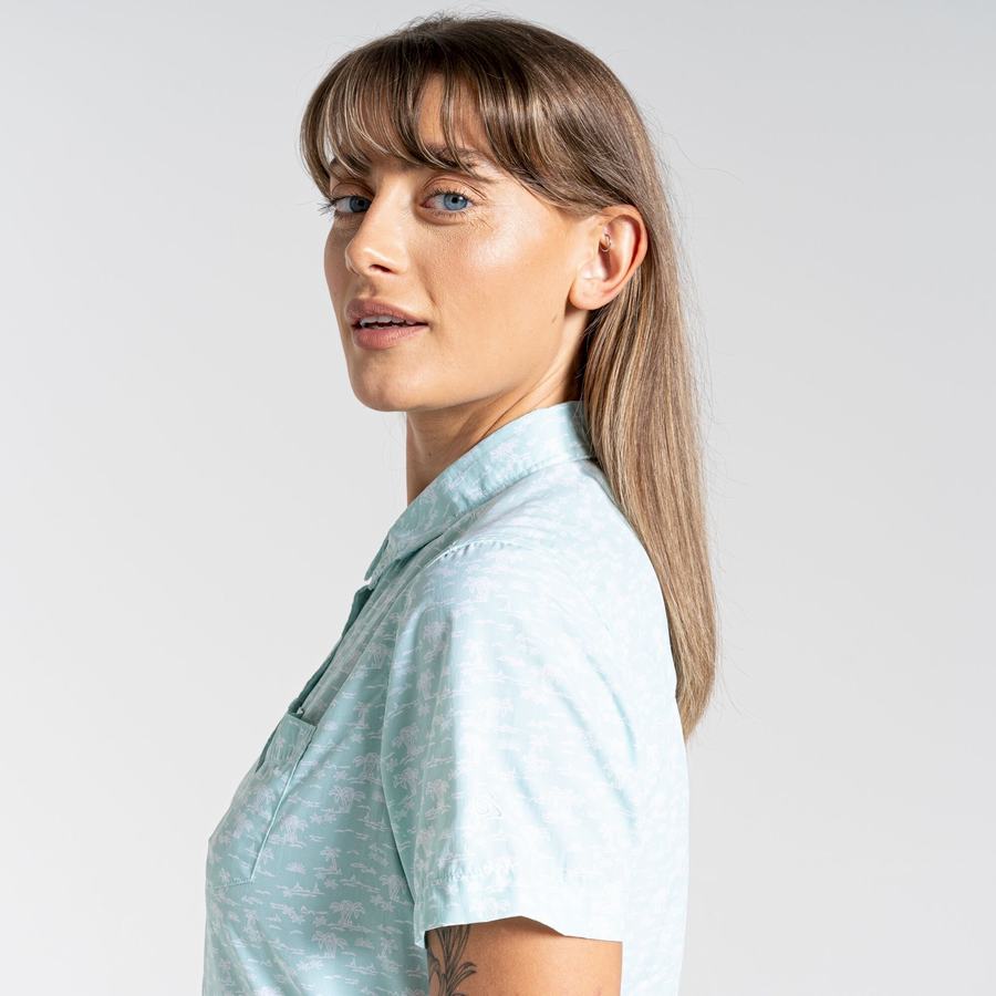 Green Craghoppers NosiLife Tillia Short Sleeved Women's Shirts | DMB394MA