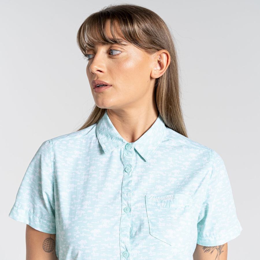 Green Craghoppers NosiLife Tillia Short Sleeved Women's Shirts | DMB394MA