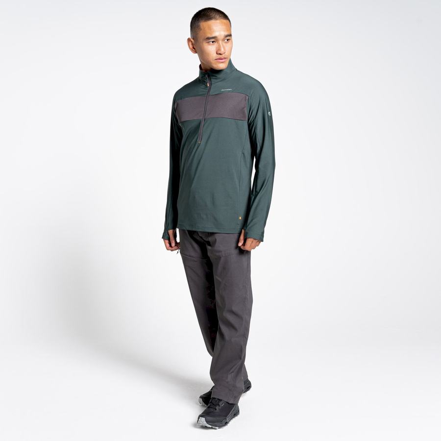 Green Craghoppers NosiLife Valens Half Zip Top Men's T-Shirts | BQM8636VW