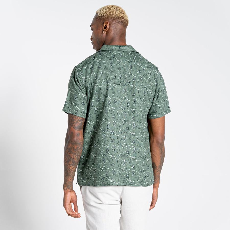 Green Craghoppers Nosibotanical Hula Short Sleeved Men's Shirts | YEB1120GY