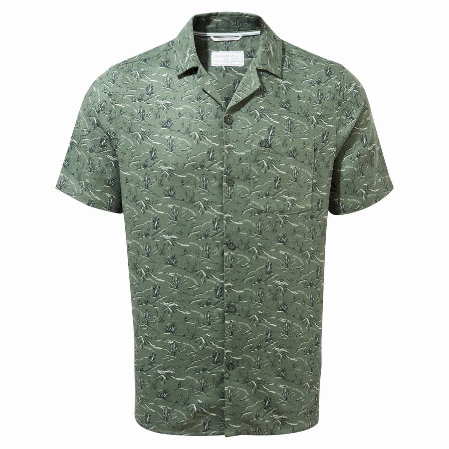 Green Craghoppers Nosibotanical Hula Short Sleeved Men's Shirts | YEB1120GY