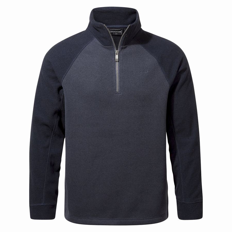 Grey Blue Craghoppers Barker Half Zip Men\'s Sweaters | TKB9049KY