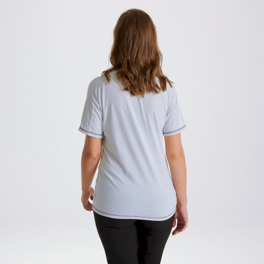 Grey Craghoppers Dynamic Short Sleeved Women's T-Shirts | MCI667SC