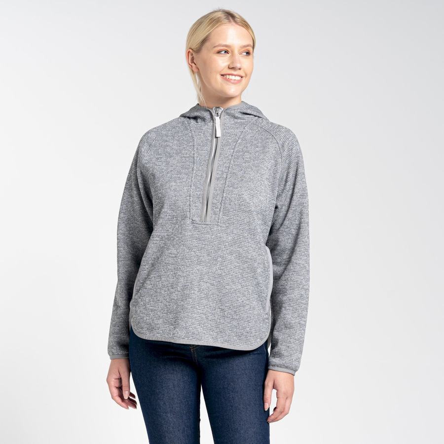 Grey Craghoppers Elena Hooded Half Zip Women's Sweaters | RDJ7927ZE