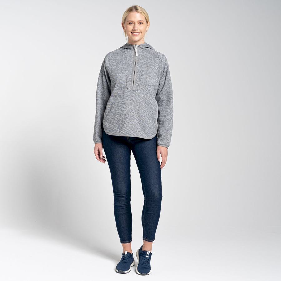 Grey Craghoppers Elena Hooded Half Zip Women's Sweaters | RDJ7927ZE