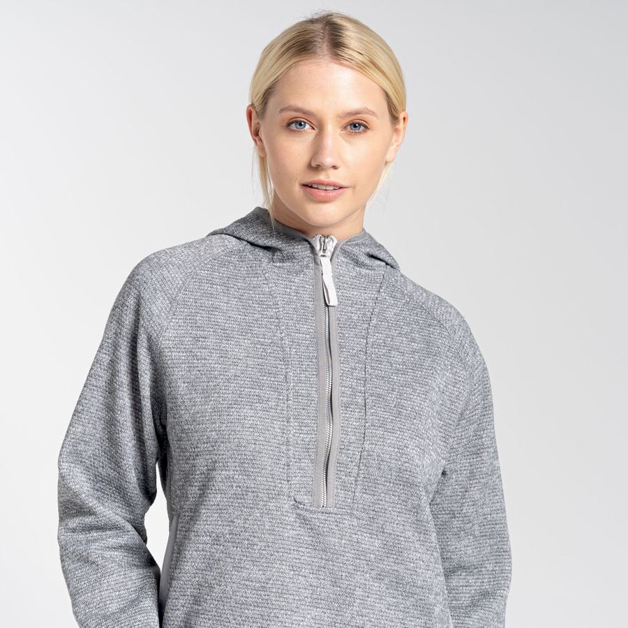 Grey Craghoppers Elena Hooded Half Zip Women's Sweaters | RDJ7927ZE