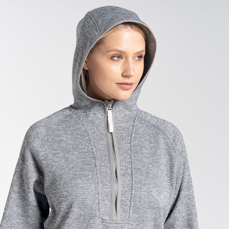 Grey Craghoppers Elena Hooded Half Zip Women's Sweaters | RDJ7927ZE