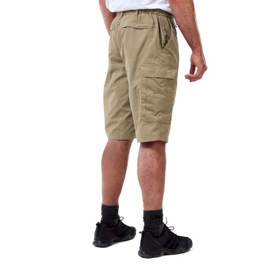 Khaki Craghoppers Kiwi Long Men's Shorts | EGB5063GM