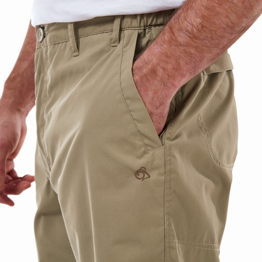 Khaki Craghoppers Kiwi Long Men's Shorts | EGB5063GM