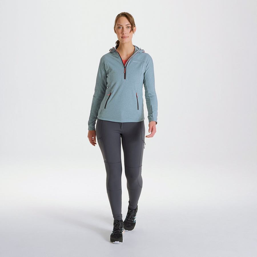 Light Green Craghoppers Dynamic Hooded Half Zip Women's Sweaters | UWE12100XN