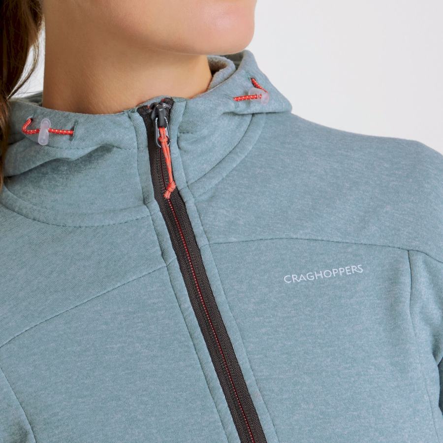 Light Green Craghoppers Dynamic Hooded Half Zip Women's Sweaters | UWE12100XN