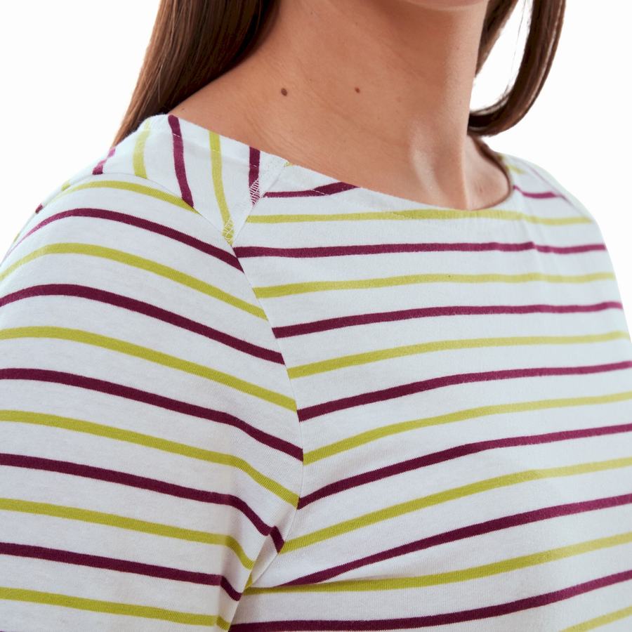 Light Green Stripes Craghoppers Blanca 3/4 Sleeved Top Women's T-Shirts | QTG812DQ