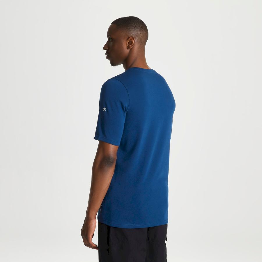 Navy Blue Craghoppers Dynamic Short Sleeved Poseidon Men's T-Shirts | UYH9182QZ