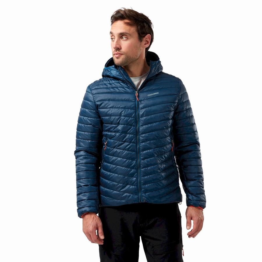 Navy Blue Craghoppers Insulated ExpoLite Hooded Men's Jackets | RZN743ZV