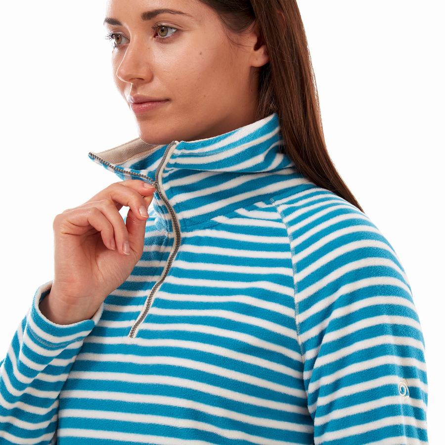 Navy Blue Stripes Craghoppers Natalia Half Zip Women's Sweaters | VBV1581AX