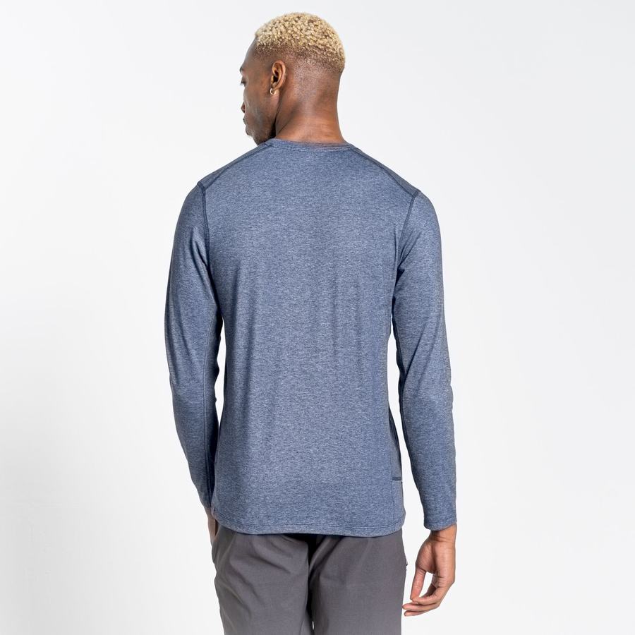 Navy Craghoppers NosiLife Talen Long Sleeved Men's T-Shirts | FXG5950JS