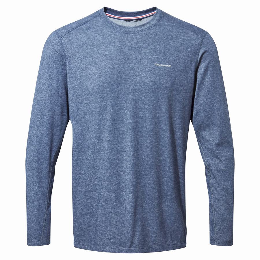 Navy Craghoppers NosiLife Talen Long Sleeved Men's T-Shirts | FXG5950JS