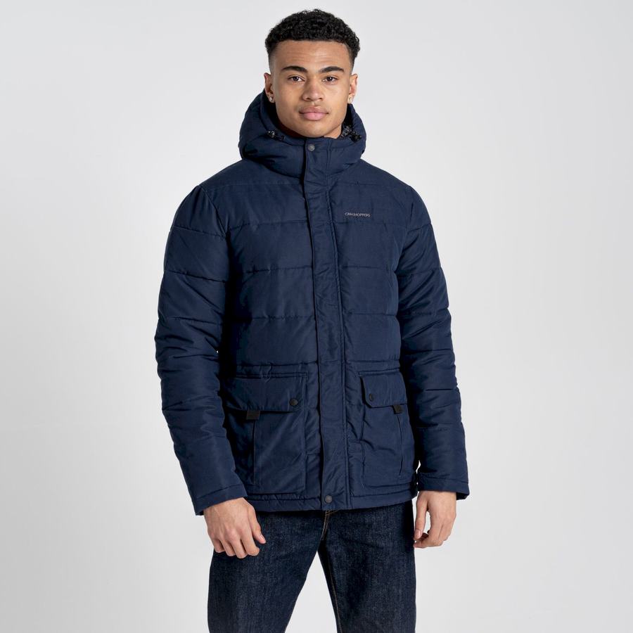 Navy Dark Blue Craghoppers Insulated Trillick Downhike Hooded Men's Jackets | ECO4524BX