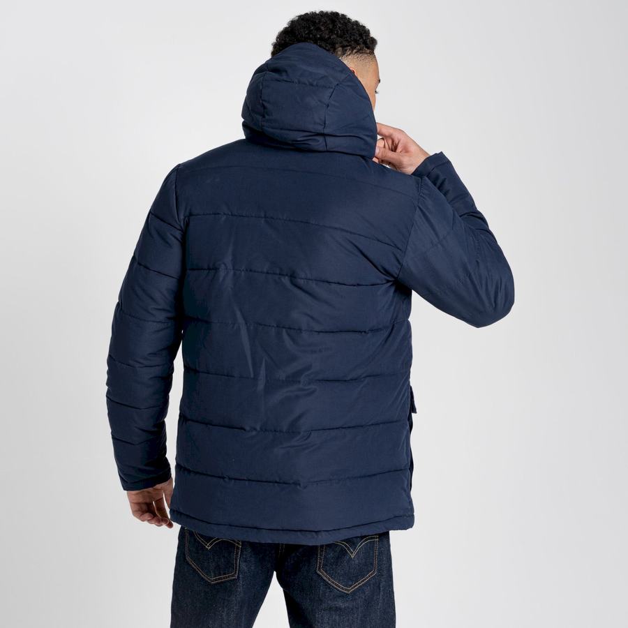 Navy Dark Blue Craghoppers Insulated Trillick Downhike Hooded Men's Jackets | ECO4524BX