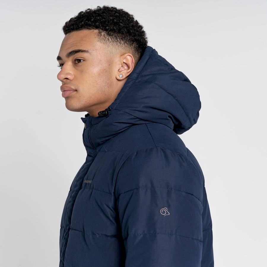 Navy Dark Blue Craghoppers Insulated Trillick Downhike Hooded Men's Jackets | ECO4524BX