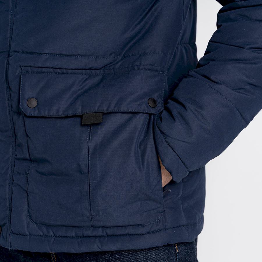 Navy Dark Blue Craghoppers Insulated Trillick Downhike Hooded Men's Jackets | ECO4524BX