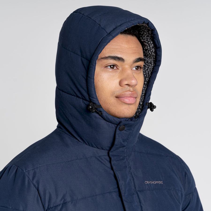 Navy Dark Blue Craghoppers Insulated Trillick Downhike Hooded Men's Jackets | ECO4524BX