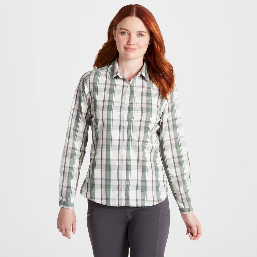 Olive Craghoppers Kiwi II Long Sleeved Women's Shirts | AYT7464QT