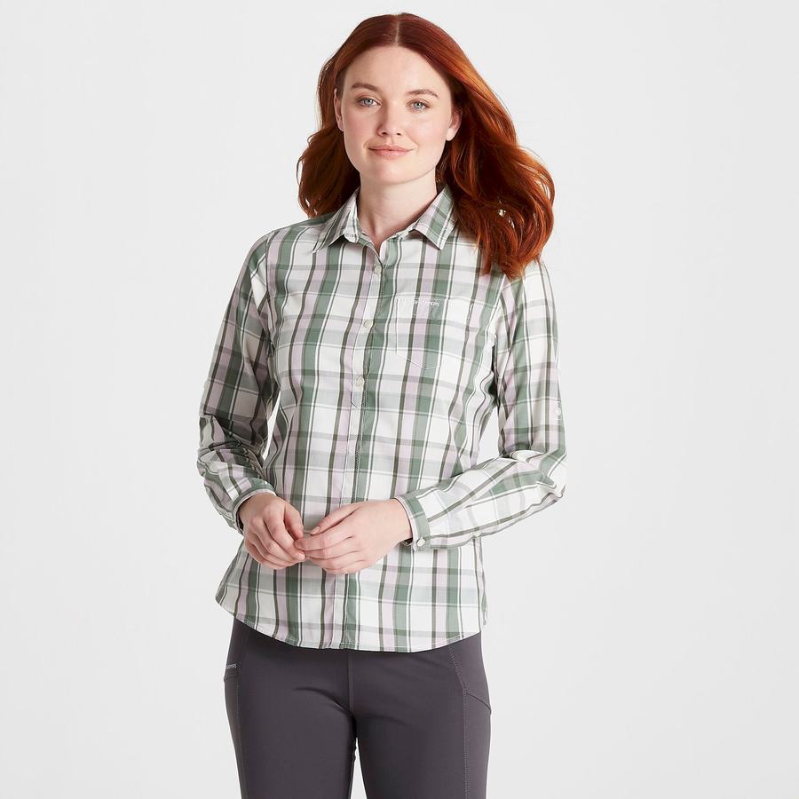 Olive Craghoppers Kiwi II Long Sleeved Women's Shirts | AYT7464QT