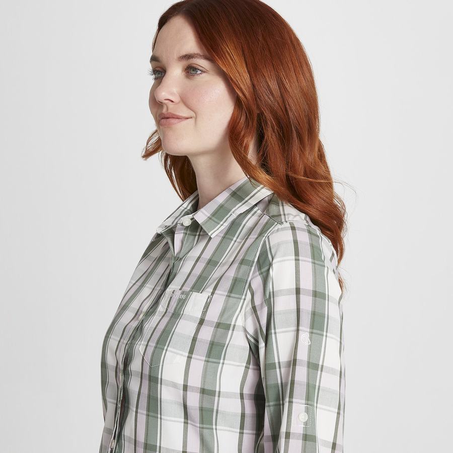 Olive Craghoppers Kiwi II Long Sleeved Women's Shirts | AYT7464QT