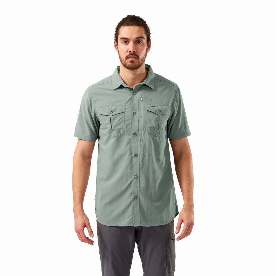 Olive Craghoppers NosiLife Adventure II Short Sleeved Men's Shirts | RFA1867LM