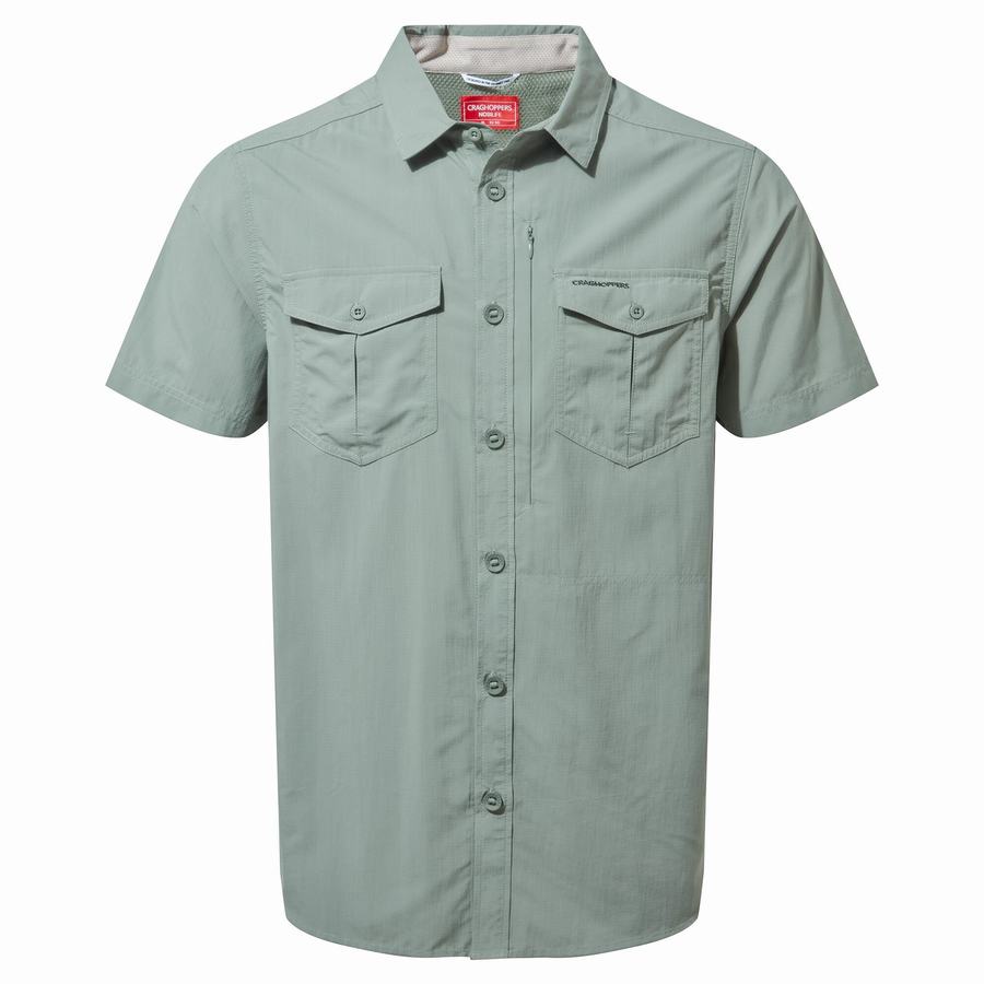 Olive Craghoppers NosiLife Adventure II Short Sleeved Men\'s Shirts | RFA1867LM